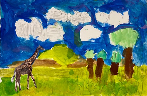 Giraffe Habitat
Collage and Watercolor
Grade 1